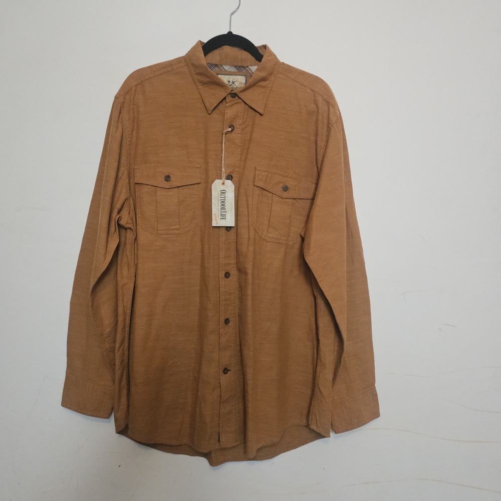 Outdoor Life Shirt Men's Large Brown‎ Long Sleeve Button Up